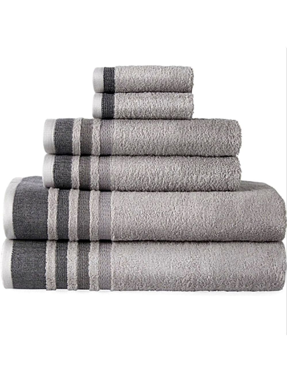 Rockerfeller Grey Stripe 6 Piece Bath Towel Collection